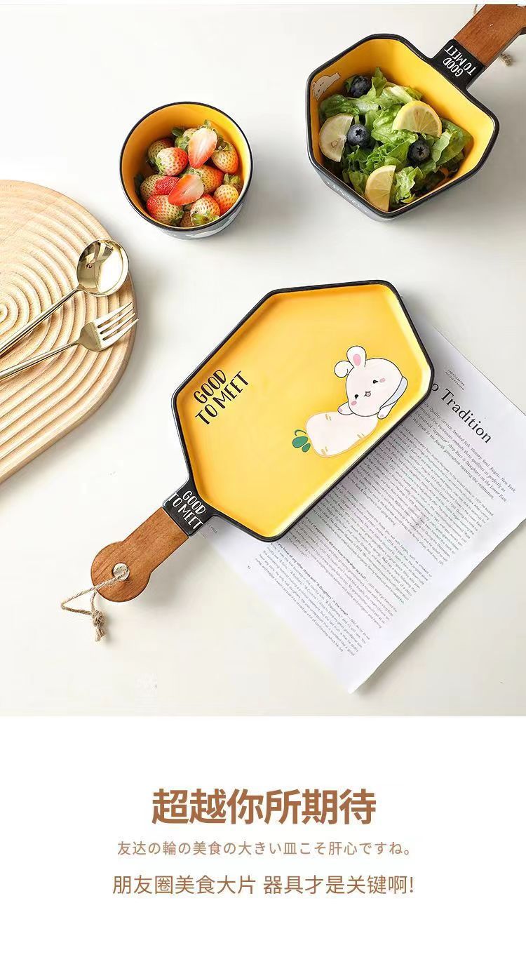 【3051People Collection】Good-looking Cute Rabbit Ceramic Tableware Combination Household Bowl Dish & Plate Suit Special Tableware Housewarming Gift