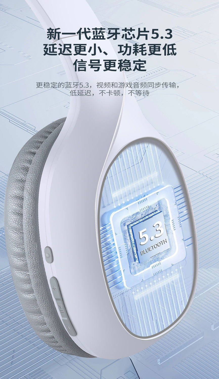 Headphones Over-Ear Bluetooth Android Apple Universal Wireless Student Gaming Music Long Battery Life Heavy Bass Headset