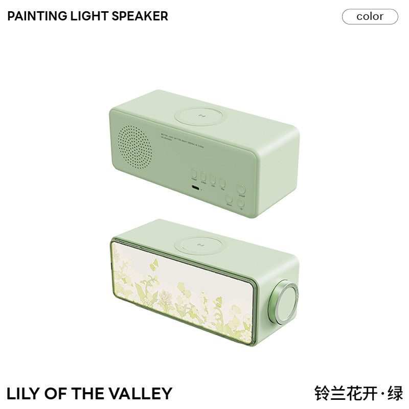 【Sleep Aid White Noise】HuaJing Wireless Charging Bluetooth Speaker Atmosphere Night Light Desktop 3-in-1 Small Ornament Sleep Aid White Noise Speaker