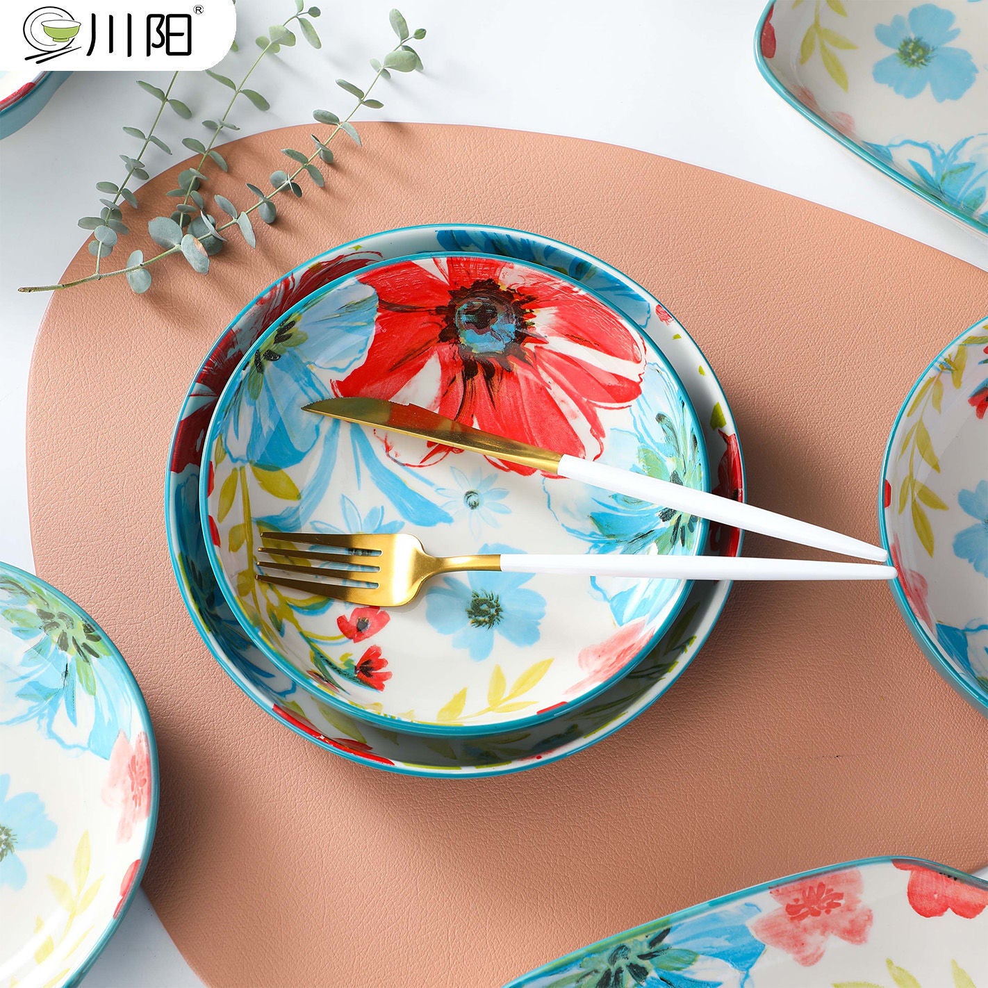 【1327Second-Time Repurchase】Ceramic Tableware Suit Internet Celebrity Combination Plate Household Creative Nordic Style Tableware Bowl and Plates Suit Instant Noodles Rice Bowl