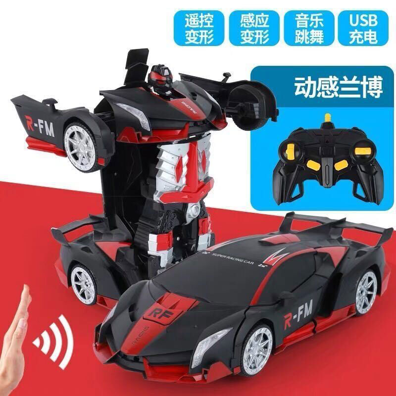 【3.3Ten Thousand People Collection】Remote Control Car Sensing Transforming Rechargeable Toy Car King Kong Robot Kids Children's Toy Boys Racing Car
