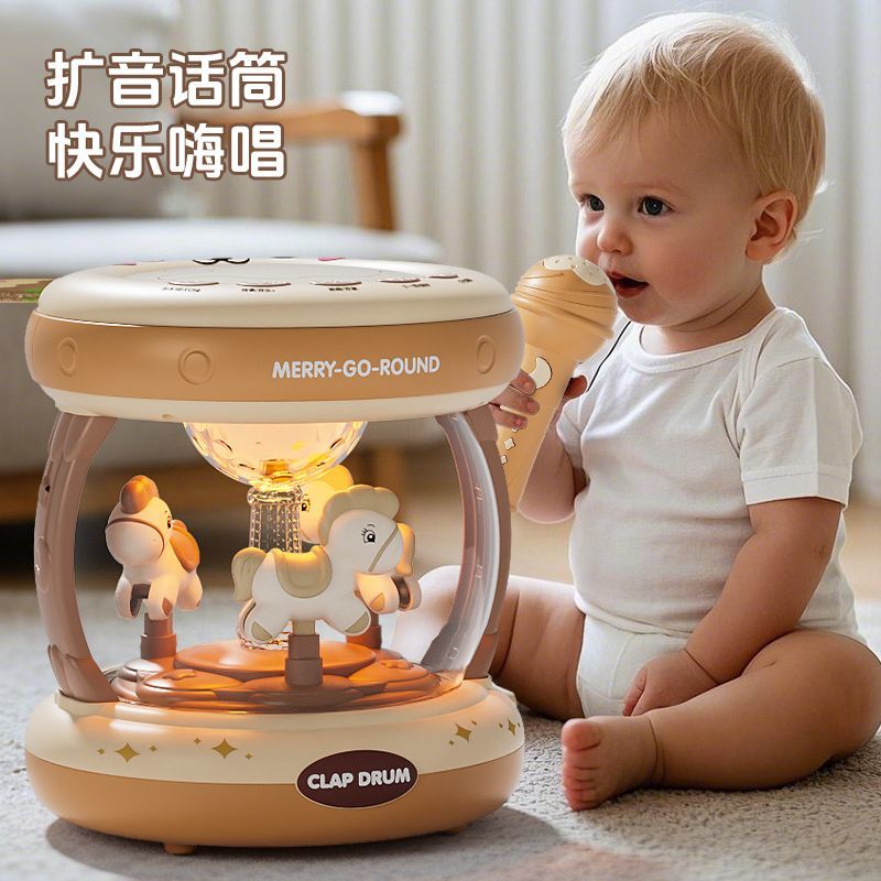 【Early Education Multi-Mode】Rechargeable Bluetooth Hand Hand Drum for Infants and Children0-6-12Months1Years Old3Music Early Educaion Puzzle Baby Toys