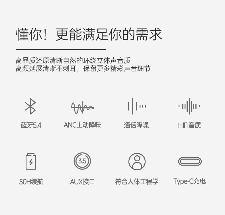 2025New Fanji Headset Bluetooth ANC Active Noise Reduction Wireless Long Endurance Apple Xiaomi Universal