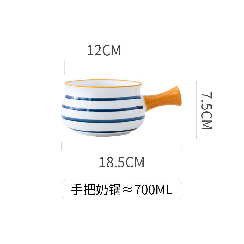 【1717People Collection】Soup Bowl Japanese Style Milk Pot Breakfast Tableware Bowl and Plate Set for One Person Single Set Exquisite Bowl and Chopsticks Household