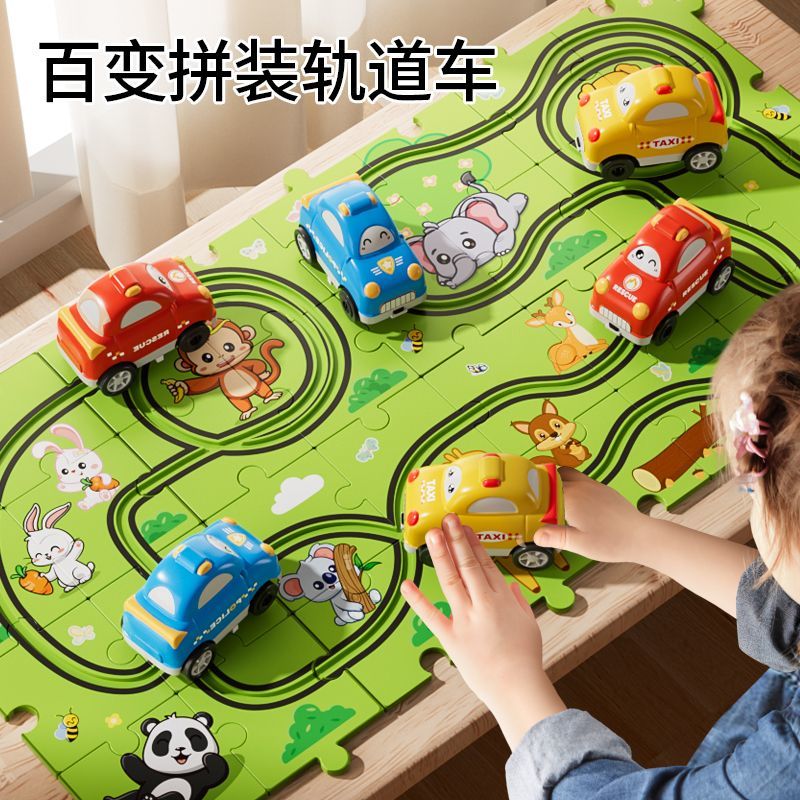 【1Ten Thousand People Praise】Children DIY Puzzle Electric Rail Car Toy Railway Car Baby Boy Assembly Puzzle Birthday Gift6