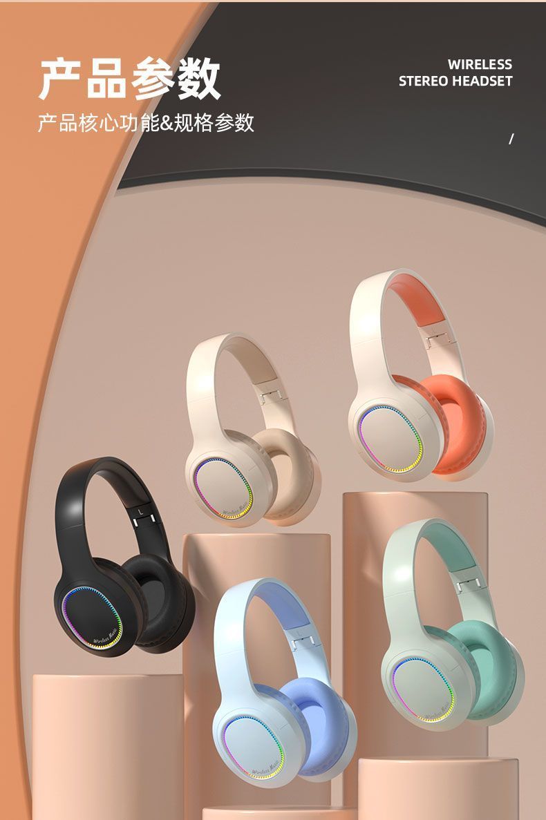 Popular Headband Bluetooth Earphones Wireless Headset High Aesthetic for Photography Android Apple Phone Computer Use