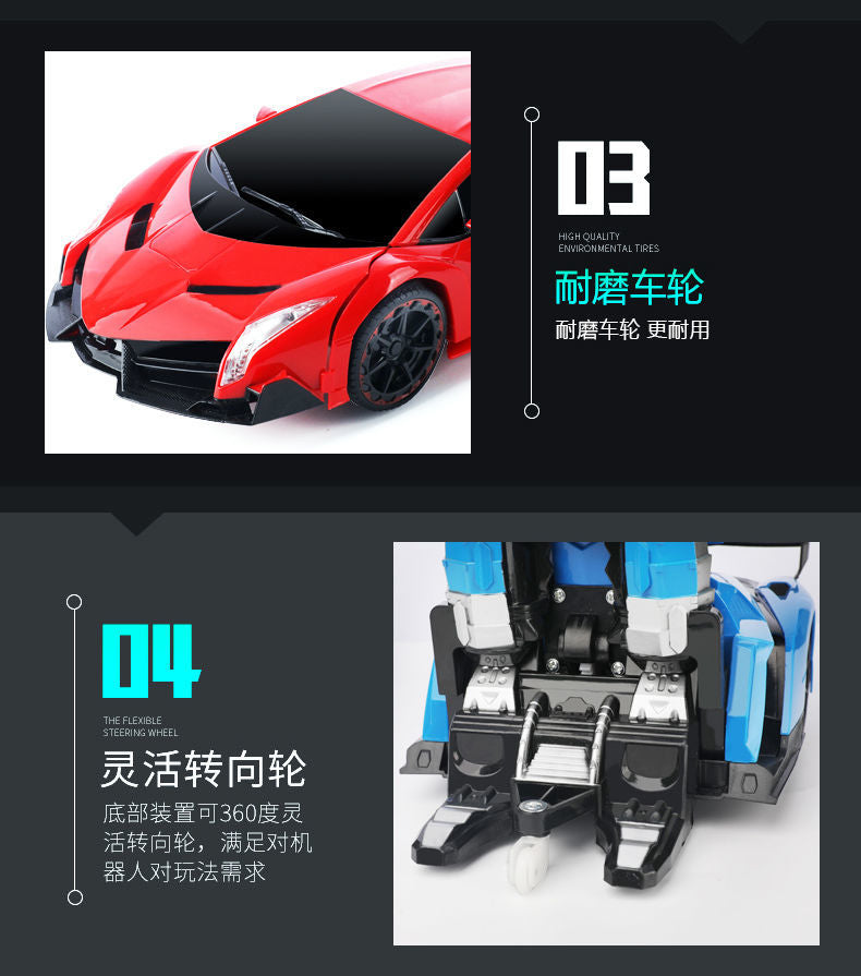 【3.3Ten Thousand People Collection】Remote Control Car Sensing Transforming Rechargeable Toy Car King Kong Robot Kids Children's Toy Boys Racing Car