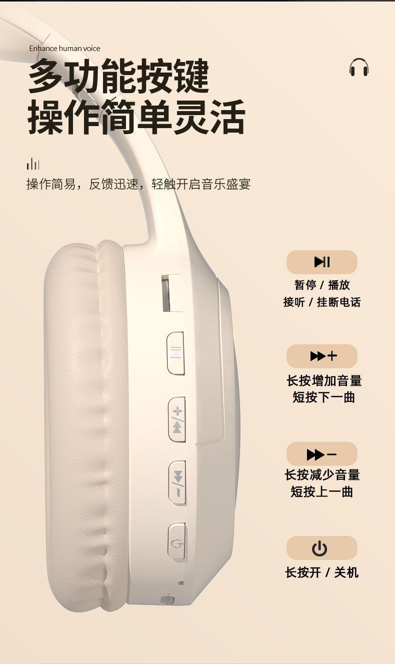 Popular Headband Bluetooth Earphones Wireless Headset High Aesthetic for Photography Android Apple Phone Computer Use