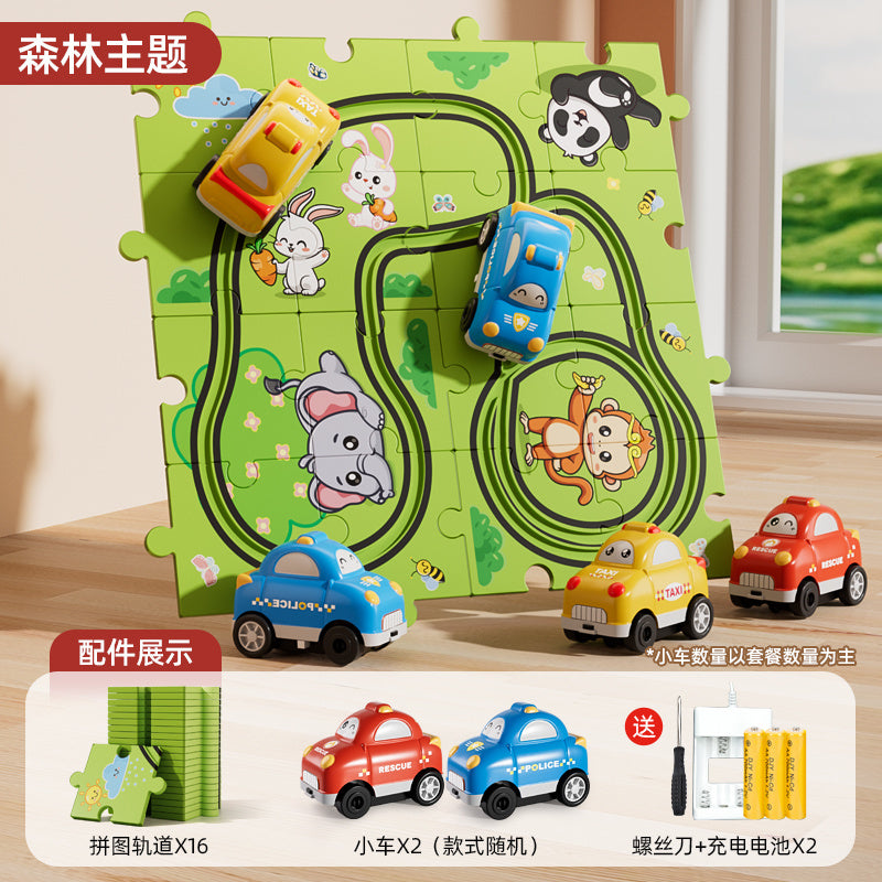 【1Ten Thousand People Praise】Children DIY Puzzle Electric Rail Car Toy Railway Car Baby Boy Assembly Puzzle Birthday Gift6