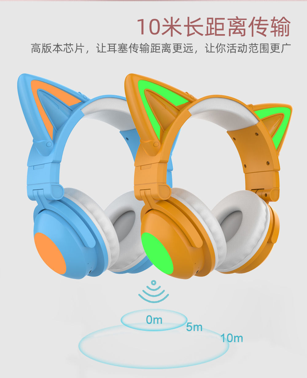 Headphone Head-Mounted Bluetooth E-Sports Games Chicken-Eating FireWire Sister Same Wireless Headset Cool Good-looking High-Profile Figure