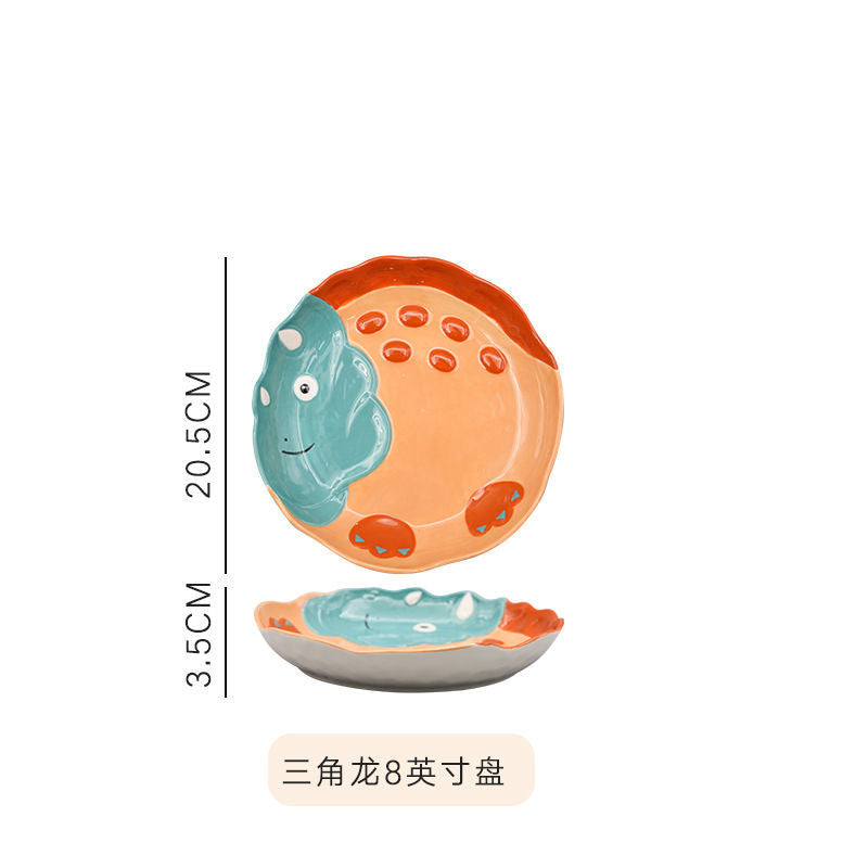 【4098People Collection】Aimeihui Cartoon Creative Dinosaur Shaped Bowl Household Children's Tableware Hand-painted Underglaze Craft Microwave Safe