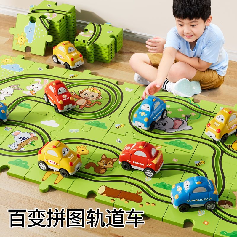 【1Ten Thousand People Praise】Children DIY Puzzle Electric Rail Car Toy Railway Car Baby Boy Assembly Puzzle Birthday Gift6