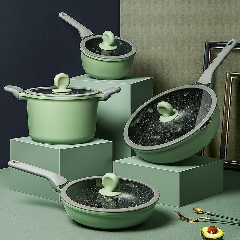 Chuidahuang Cookware Set Non-stick Frying Pan Small Vegetable Pan Household Kitchen Full Set Cookware Combination Compatible with Induction Cooker