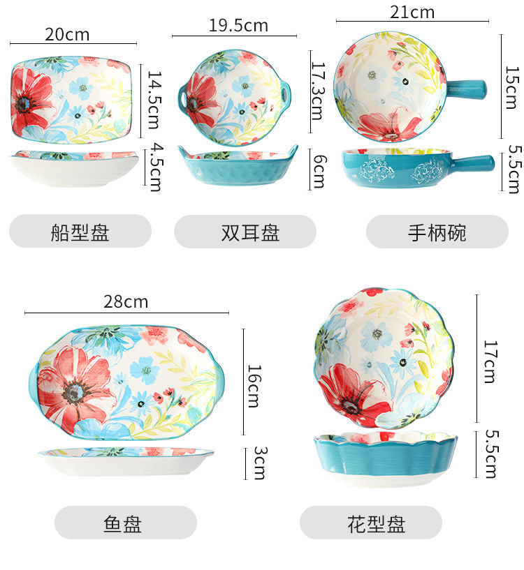 【1327Second-Time Repurchase】Ceramic Tableware Suit Internet Celebrity Combination Plate Household Creative Nordic Style Tableware Bowl and Plates Suit Instant Noodles Rice Bowl