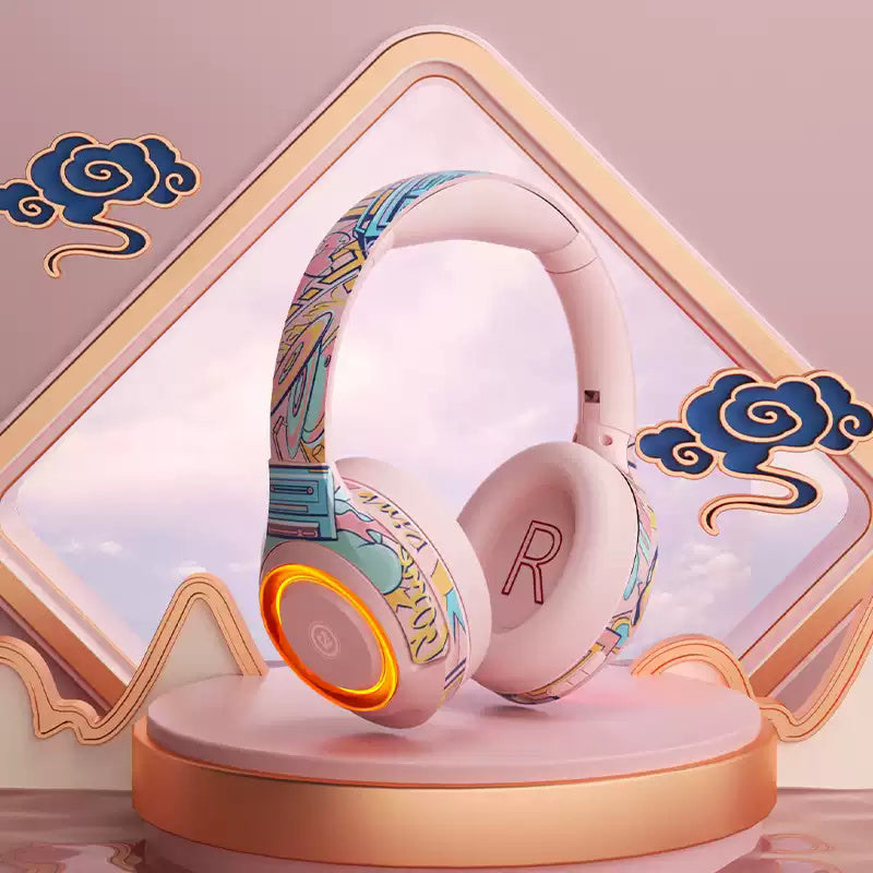 Burmester Bluetooth Headphone Head-Mounted Graffiti Gaming Headset for E-Sports Eating Chicken with Headset High Sound Quality Long Battery Life