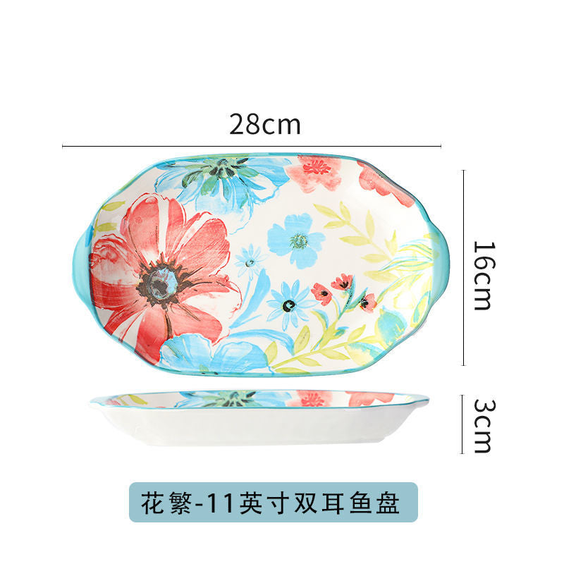 【1327Second-Time Repurchase】Ceramic Tableware Suit Internet Celebrity Combination Plate Household Creative Nordic Style Tableware Bowl and Plates Suit Instant Noodles Rice Bowl