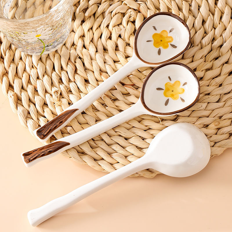【HTK2388People】Campanula Flower for One Person Bowl Dish Suit Home Cartoon4Person Bowls, Plates, and Chopsticks Trending Creative Couple Pairs2Human Tableware