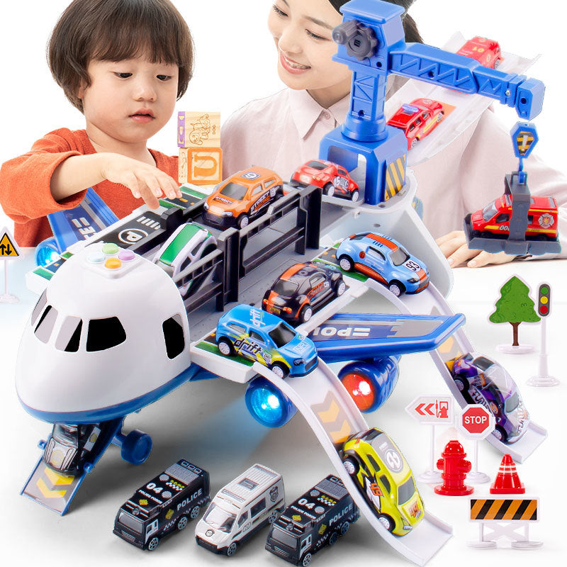 【3.5Ten Thousand People Praise】Large Deformation Storage Aircraft Toy Multifunctional Acousto-Optic Inertia Car Educational Children's Toys5Boy3-6Years Old