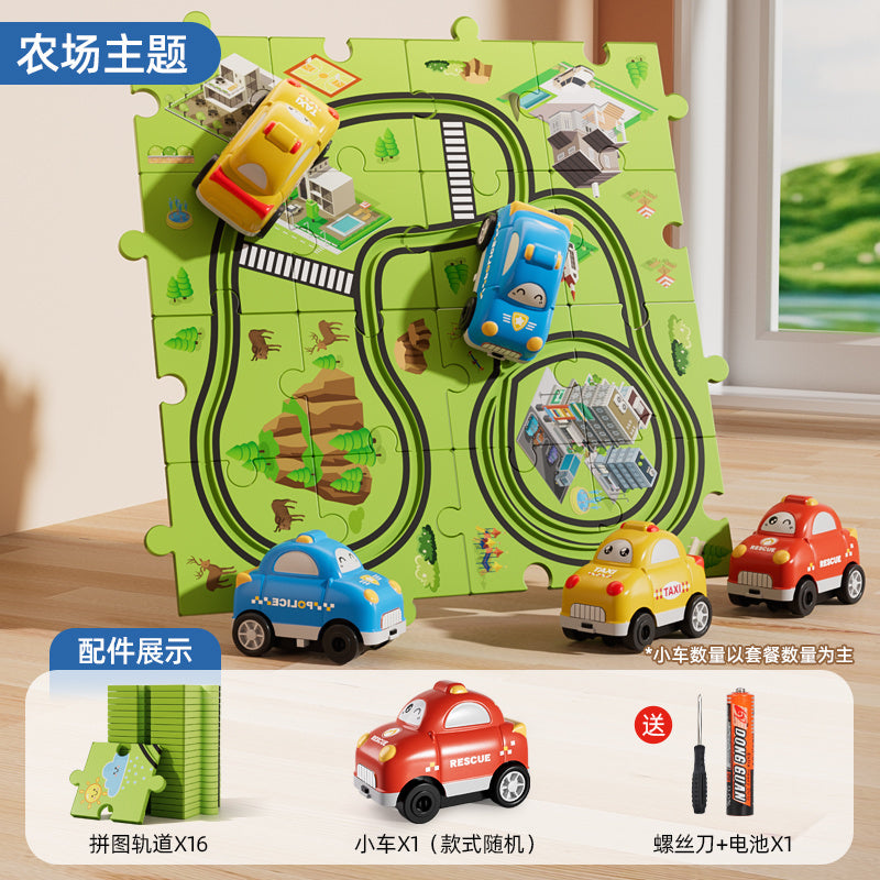 【1Ten Thousand People Praise】Children DIY Puzzle Electric Rail Car Toy Railway Car Baby Boy Assembly Puzzle Birthday Gift6