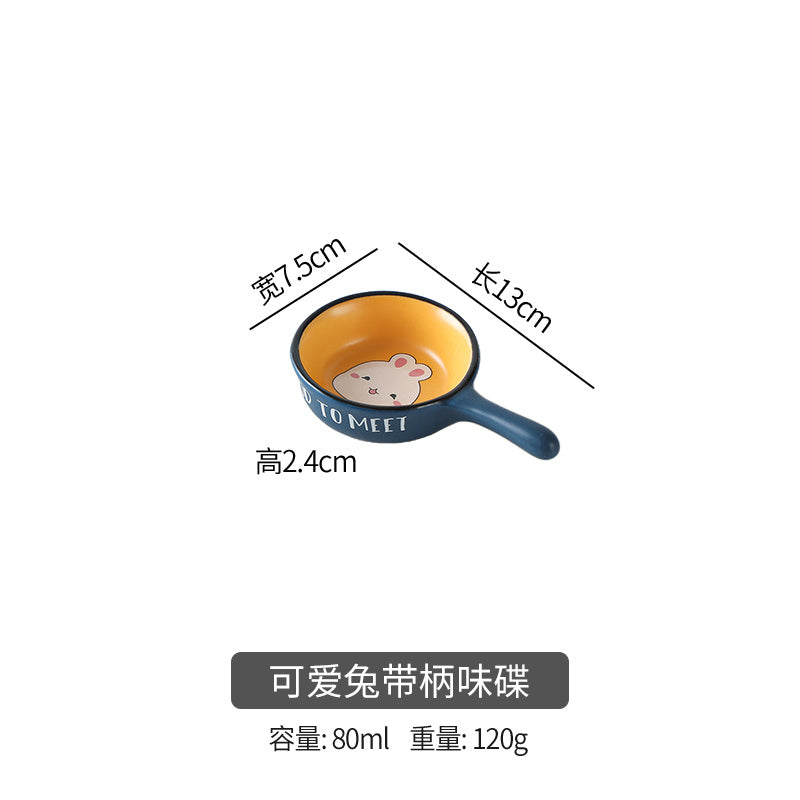 【3051People Collection】Good-looking Cute Rabbit Ceramic Tableware Combination Household Bowl Dish & Plate Suit Special Tableware Housewarming Gift