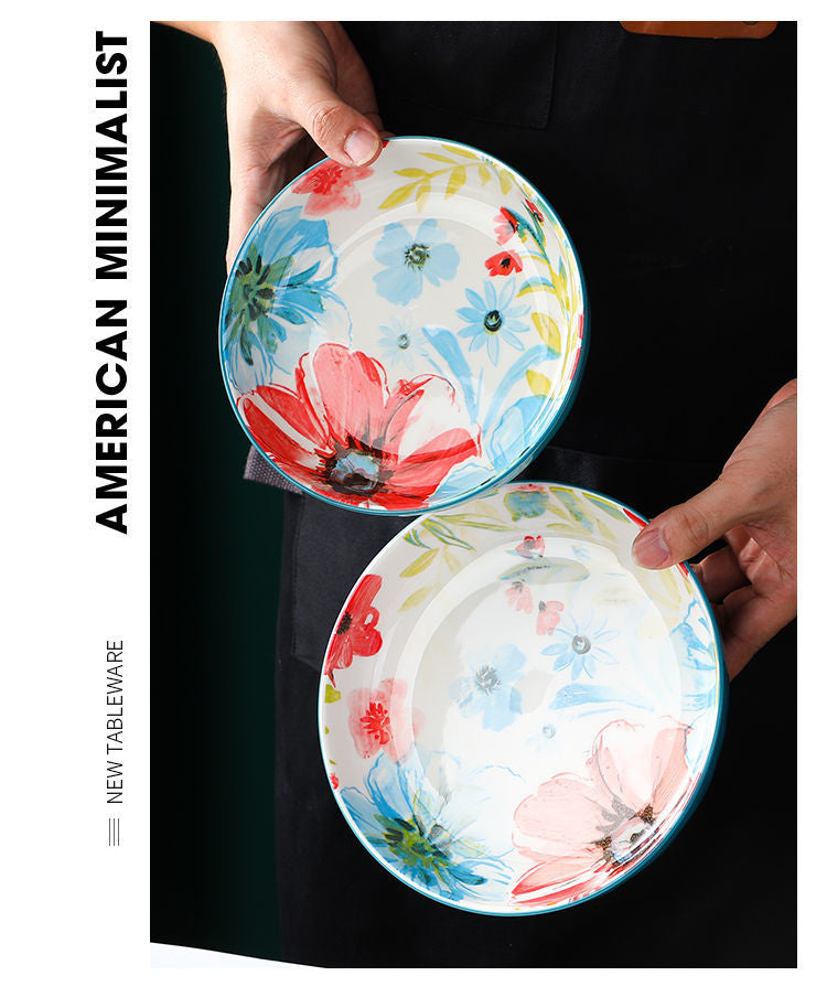 【1327Second-Time Repurchase】Ceramic Tableware Suit Internet Celebrity Combination Plate Household Creative Nordic Style Tableware Bowl and Plates Suit Instant Noodles Rice Bowl