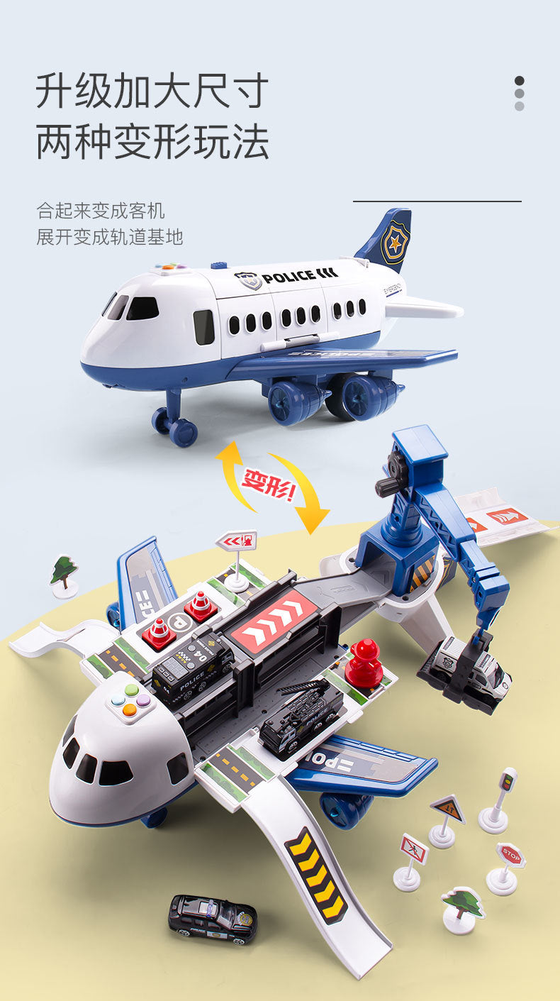 【3.5Ten Thousand People Praise】Large Deformation Storage Aircraft Toy Multifunctional Acousto-Optic Inertia Car Educational Children's Toys5Boy3-6Years Old