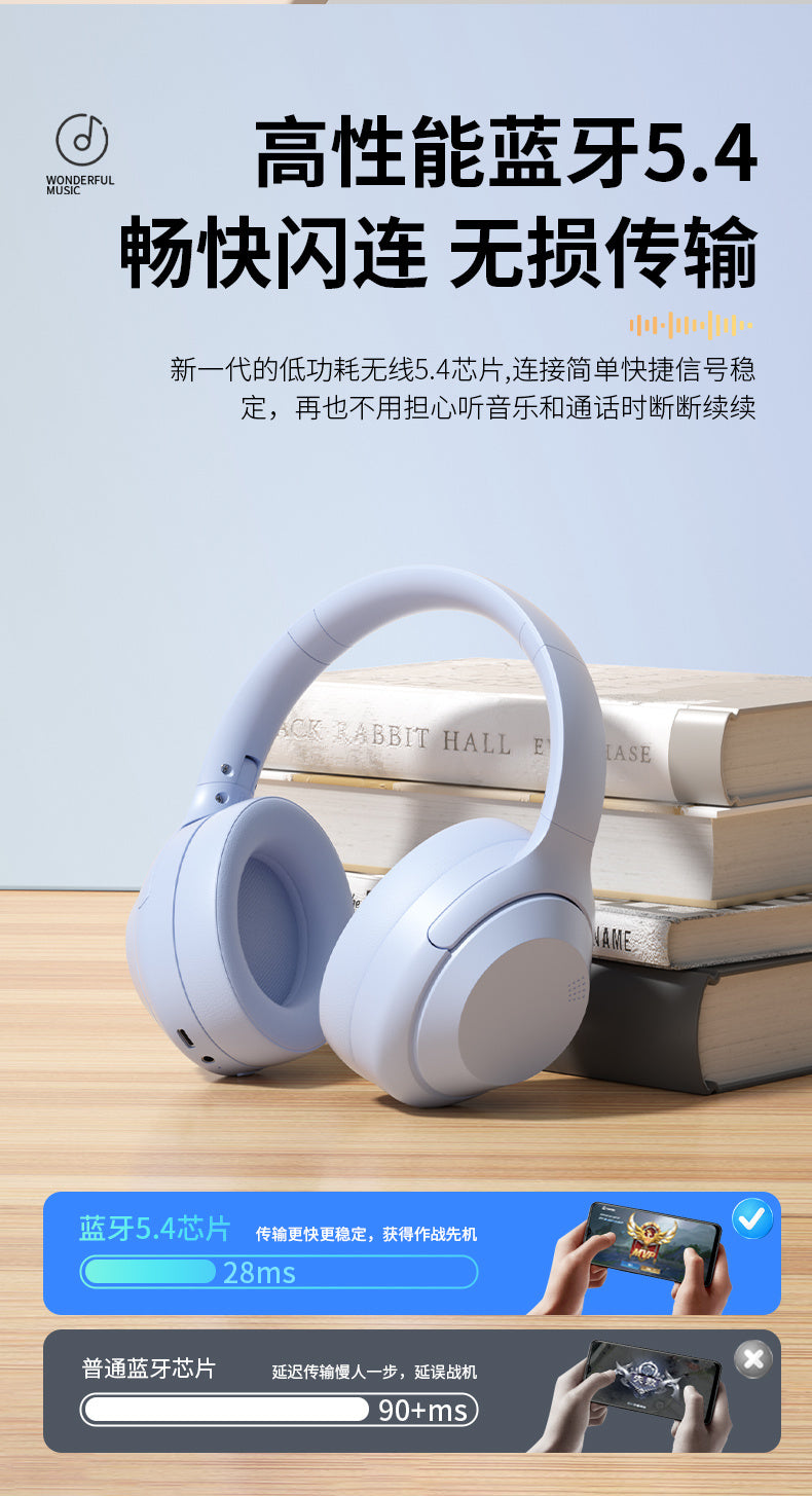 Wireless Headphones Over-Ear Bluetooth Earphones Gaming Long Battery Life Sports Gaming Phone Heavy Bass Noise Canceling Headset