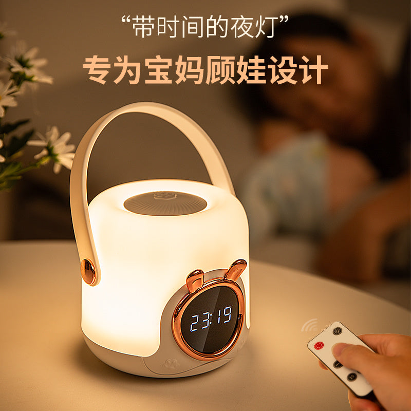 【Silent and non-disturbing】Night Light Bedroom Sleep Lamp Children Baby Feeding Eye Protection Rechargeable Portable Clock Desk Lamp Dormitory Bedside Lamp
