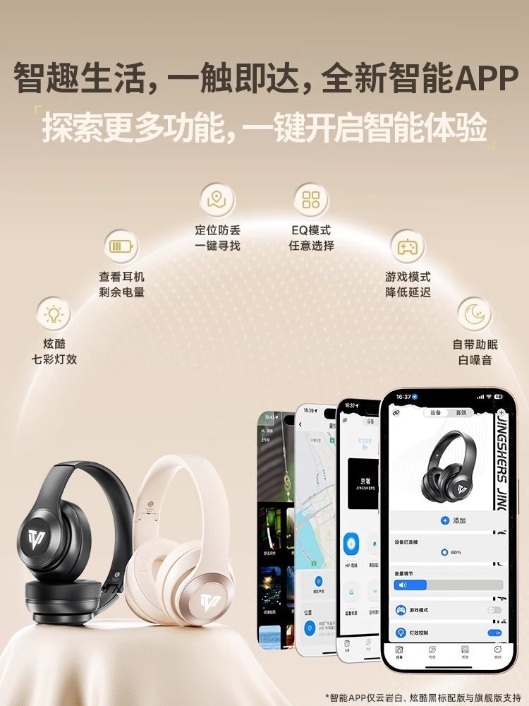 Jingshe Xiaobai Over-Ear Bluetooth Headphones Wireless Earbuds with Microphone for Computer Noise Cancelling Wired Suitable for Sony
