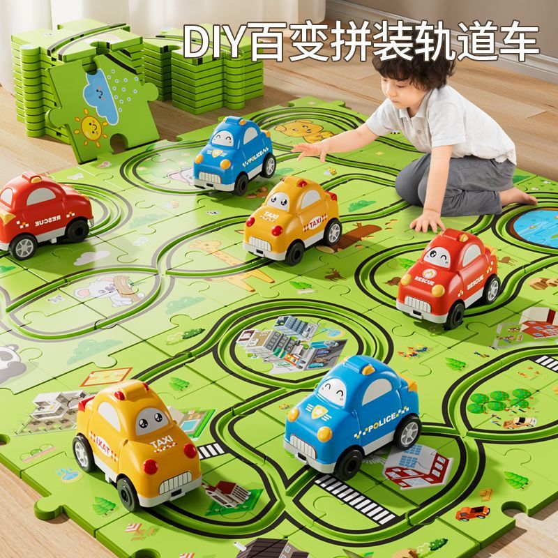 【1Ten Thousand People Praise】Children DIY Puzzle Electric Rail Car Toy Railway Car Baby Boy Assembly Puzzle Birthday Gift6