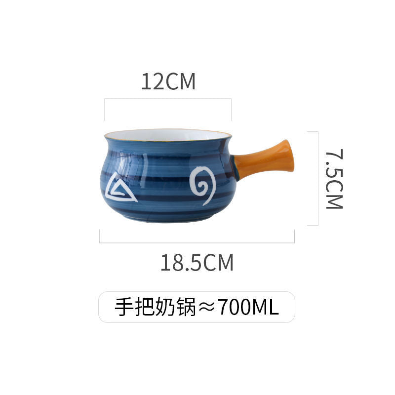 【1717People Collection】Soup Bowl Japanese Style Milk Pot Breakfast Tableware Bowl and Plate Set for One Person Single Set Exquisite Bowl and Chopsticks Household