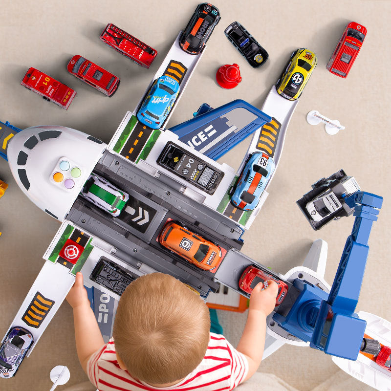 【3.5Ten Thousand People Praise】Large Deformation Storage Aircraft Toy Multifunctional Acousto-Optic Inertia Car Educational Children's Toys5Boy3-6Years Old