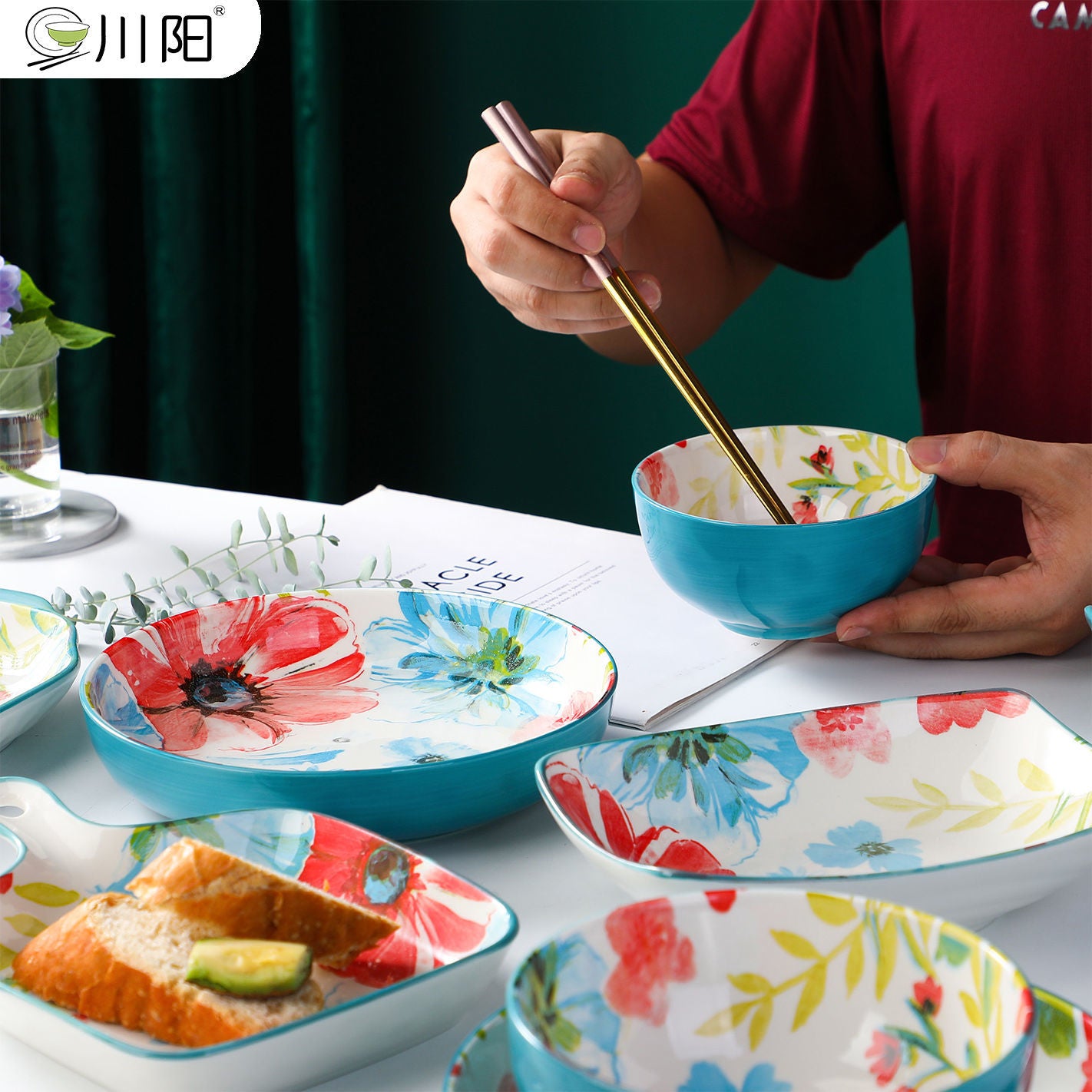 【1327Second-Time Repurchase】Ceramic Tableware Suit Internet Celebrity Combination Plate Household Creative Nordic Style Tableware Bowl and Plates Suit Instant Noodles Rice Bowl