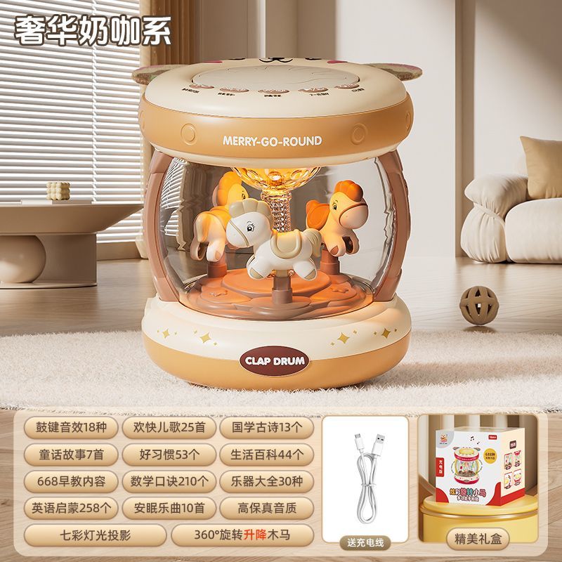 【Early Education Multi-Mode】Rechargeable Bluetooth Hand Hand Drum for Infants and Children0-6-12Months1Years Old3Music Early Educaion Puzzle Baby Toys
