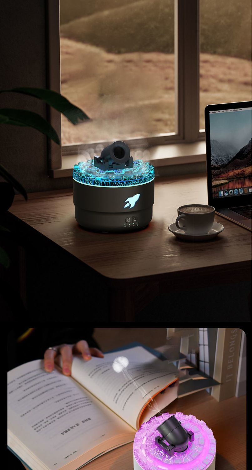【Simulated Volcanic Lava】Creative Battery Aroma Diffuser Jellyfish Spit Smoke Ring Large Spray Desktop Bedroom and Household Aromatherapy Sleep Aid Air Humidifier