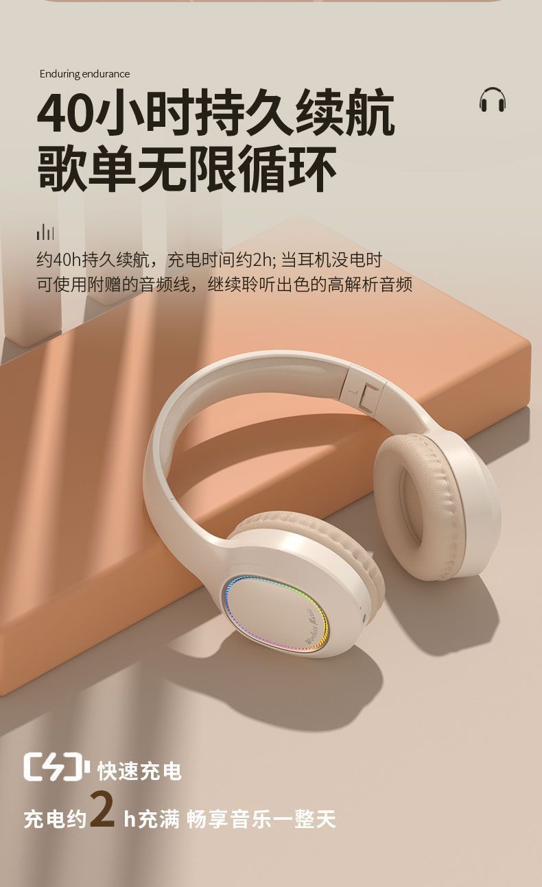 Popular Headband Bluetooth Earphones Wireless Headset High Aesthetic for Photography Android Apple Phone Computer Use