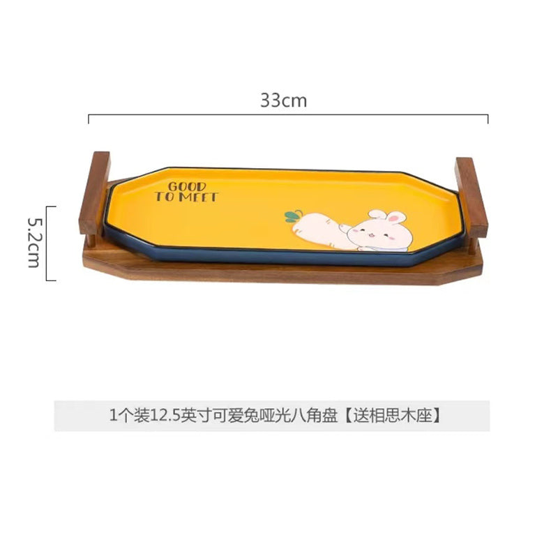 【3051People Collection】Good-looking Cute Rabbit Ceramic Tableware Combination Household Bowl Dish & Plate Suit Special Tableware Housewarming Gift