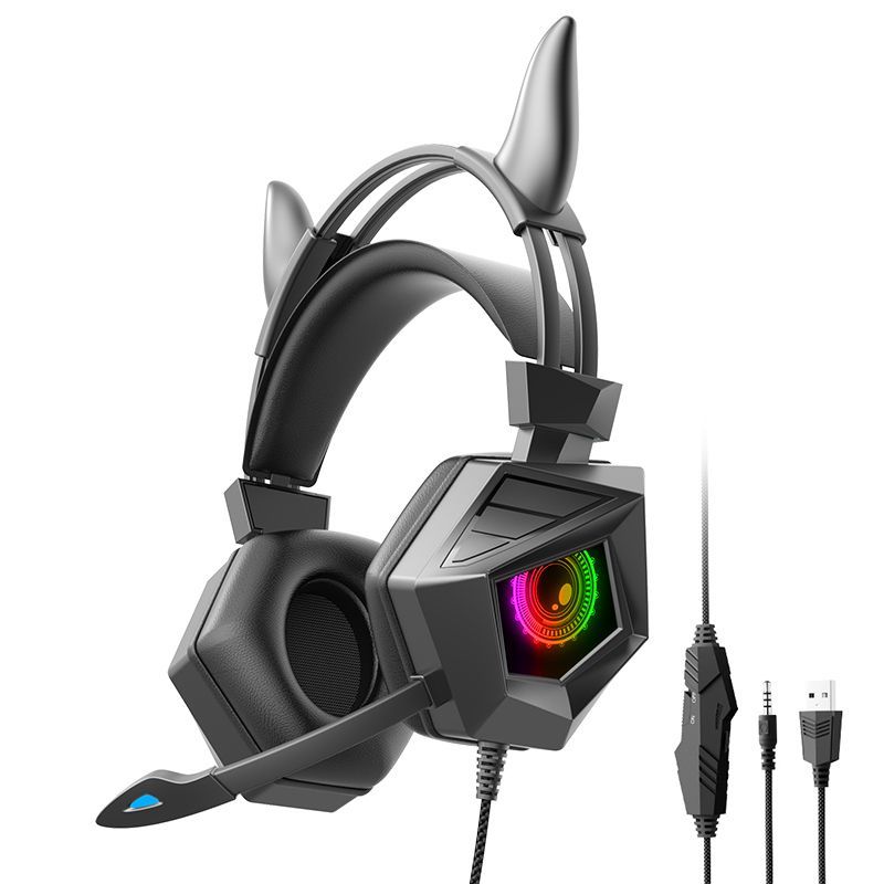 Demon Red Eye Computer3.5mm Audio Headset Over-Ear Gaming Microphone Sound Positioning