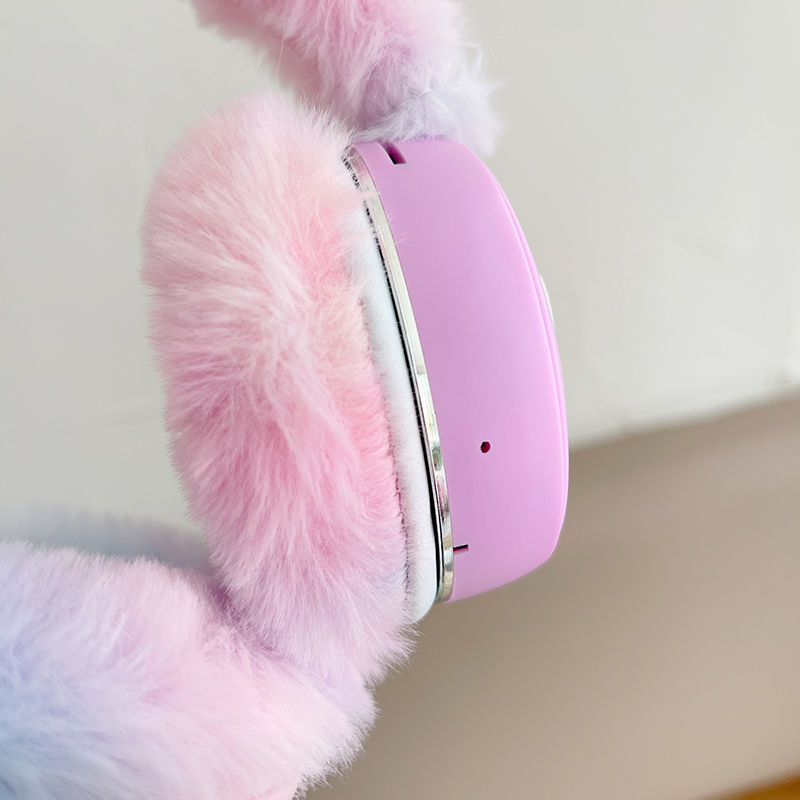Bluetooth Headphones Over-Ear Heart Strap LED Lamp Call Warm Plush Ear Muffs Internet Celebrity High Appearance ins Headphones