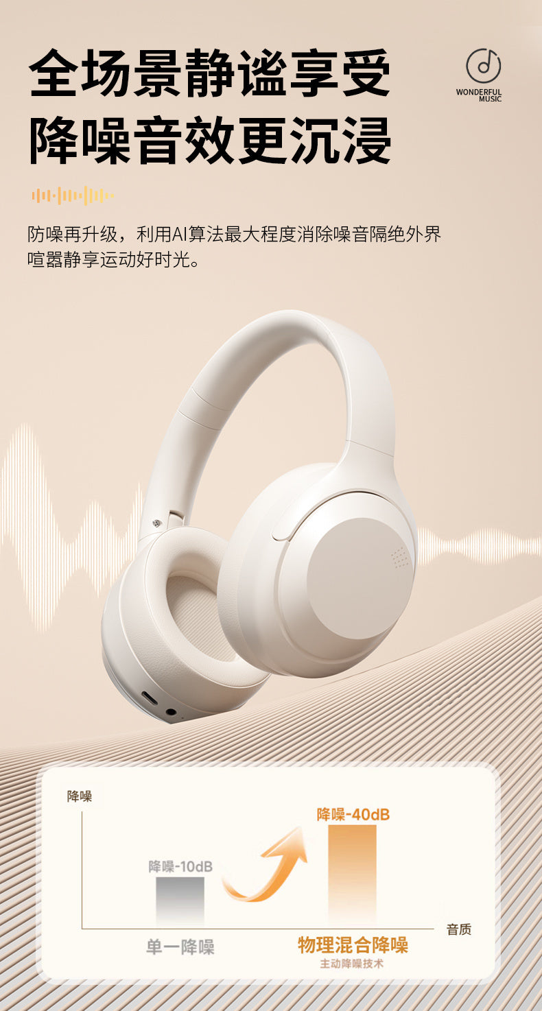 Wireless Headphones Over-Ear Bluetooth Earphones Gaming Long Battery Life Sports Gaming Phone Heavy Bass Noise Canceling Headset