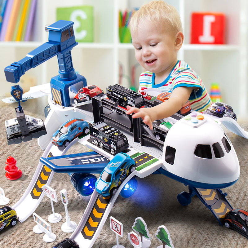 【3.5Ten Thousand People Praise】Large Deformation Storage Aircraft Toy Multifunctional Acousto-Optic Inertia Car Educational Children's Toys5Boy3-6Years Old