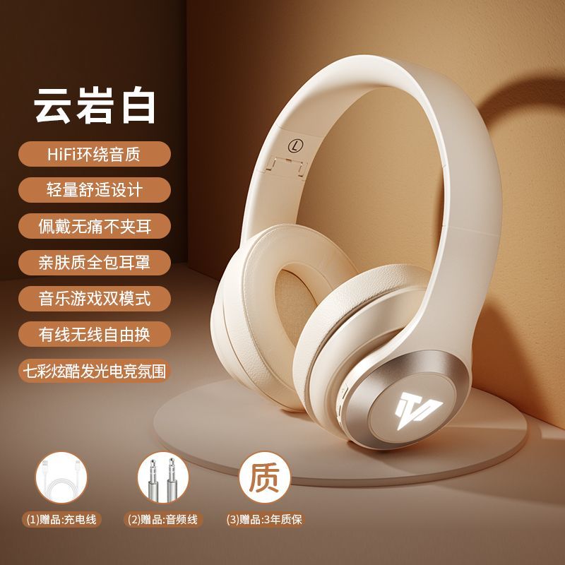 Jingshe Xiaobai Over-Ear Bluetooth Headphones Wireless Earbuds with Microphone for Computer Noise Cancelling Wired Suitable for Sony