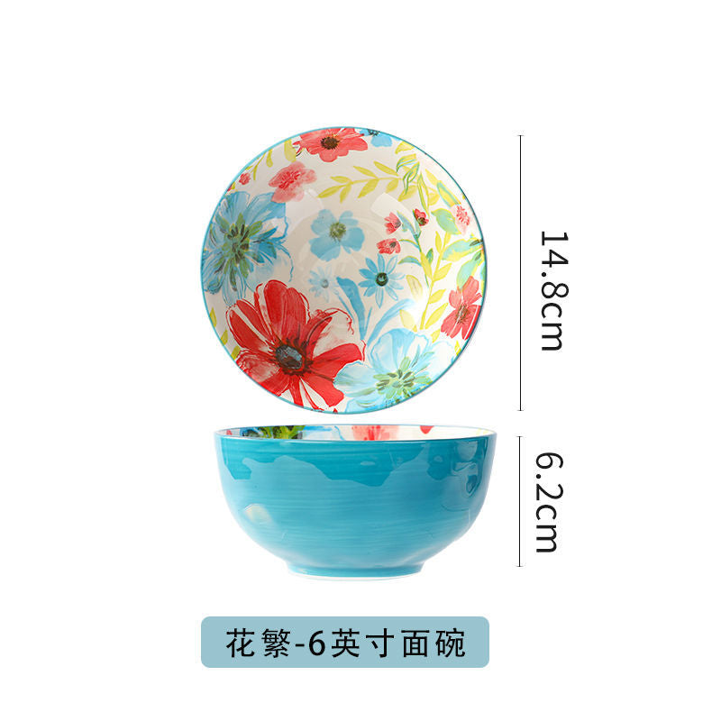【1327Second-Time Repurchase】Ceramic Tableware Suit Internet Celebrity Combination Plate Household Creative Nordic Style Tableware Bowl and Plates Suit Instant Noodles Rice Bowl