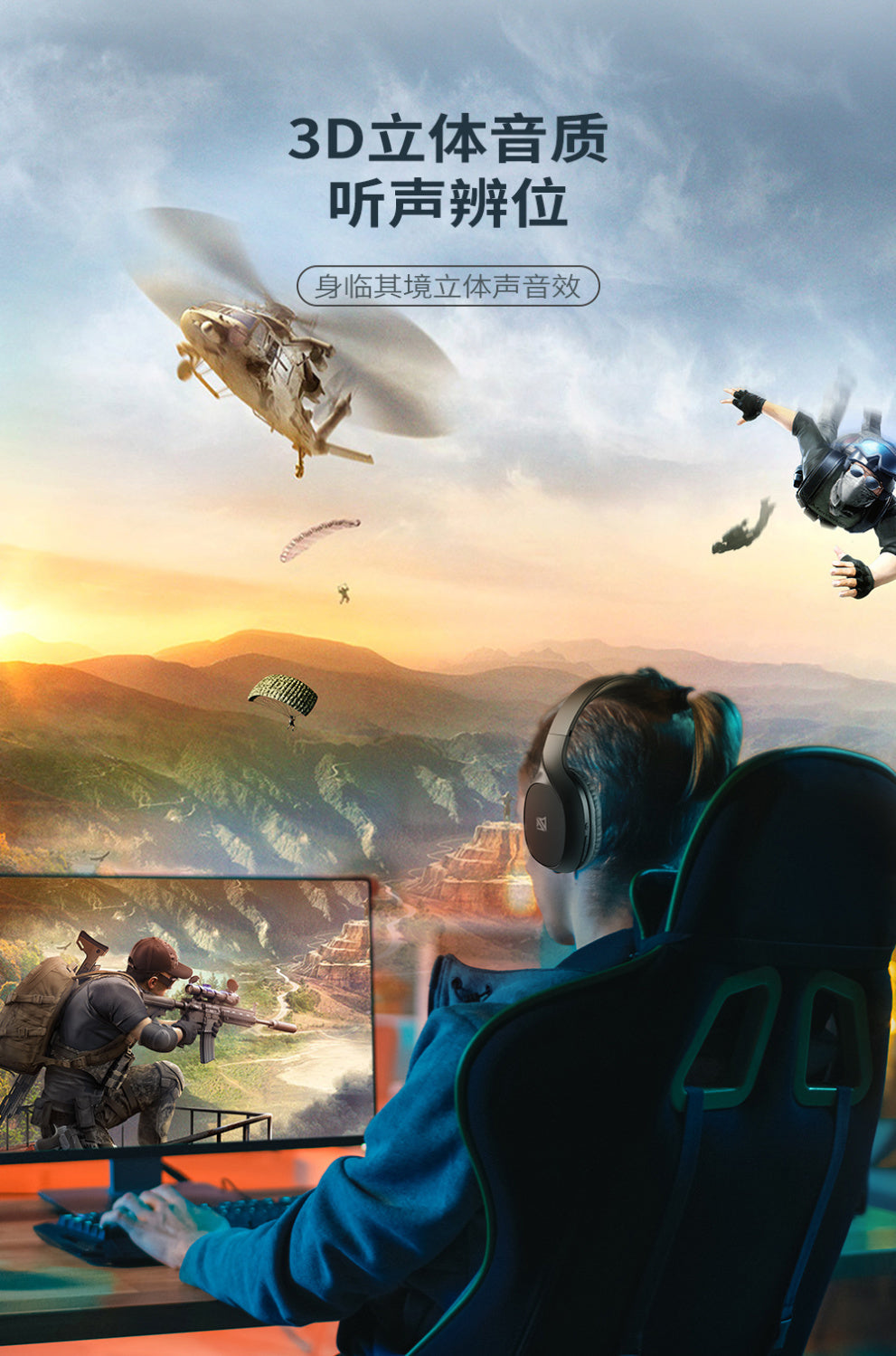 Headphones Over-Ear Bluetooth Android Apple Universal Wireless Student Gaming Music Long Battery Life Heavy Bass Headset