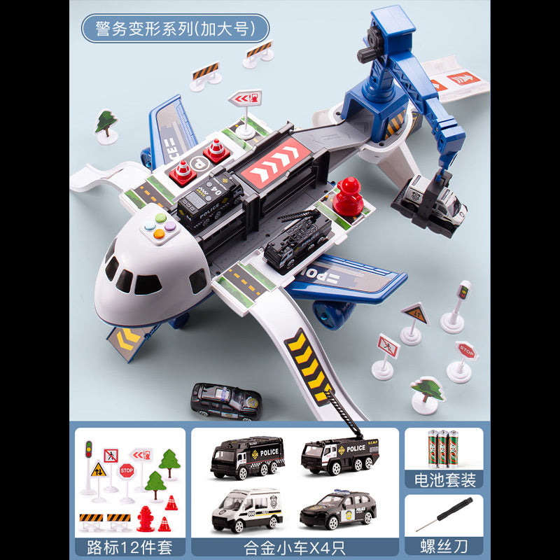 【3.5Ten Thousand People Praise】Large Deformation Storage Aircraft Toy Multifunctional Acousto-Optic Inertia Car Educational Children's Toys5Boy3-6Years Old