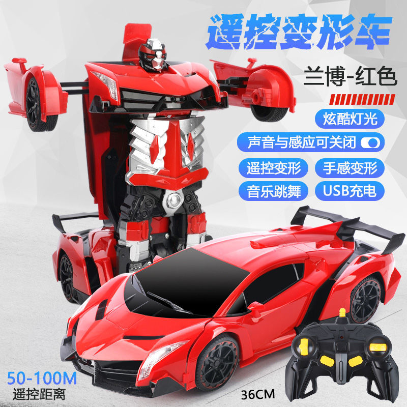 【3.3Ten Thousand People Collection】Remote Control Car Sensing Transforming Rechargeable Toy Car King Kong Robot Kids Children's Toy Boys Racing Car