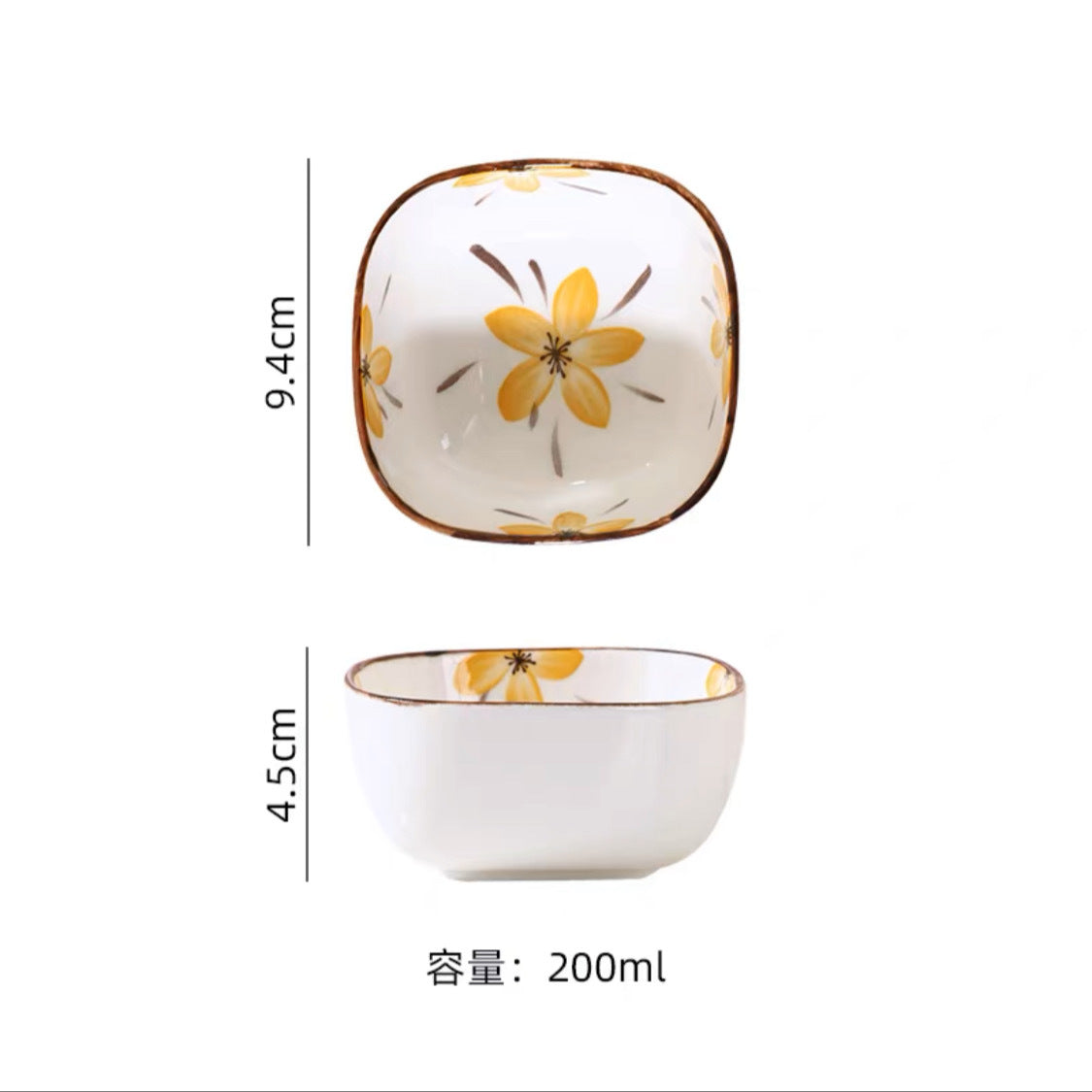 【HTK2388People】Campanula Flower for One Person Bowl Dish Suit Home Cartoon4Person Bowls, Plates, and Chopsticks Trending Creative Couple Pairs2Human Tableware