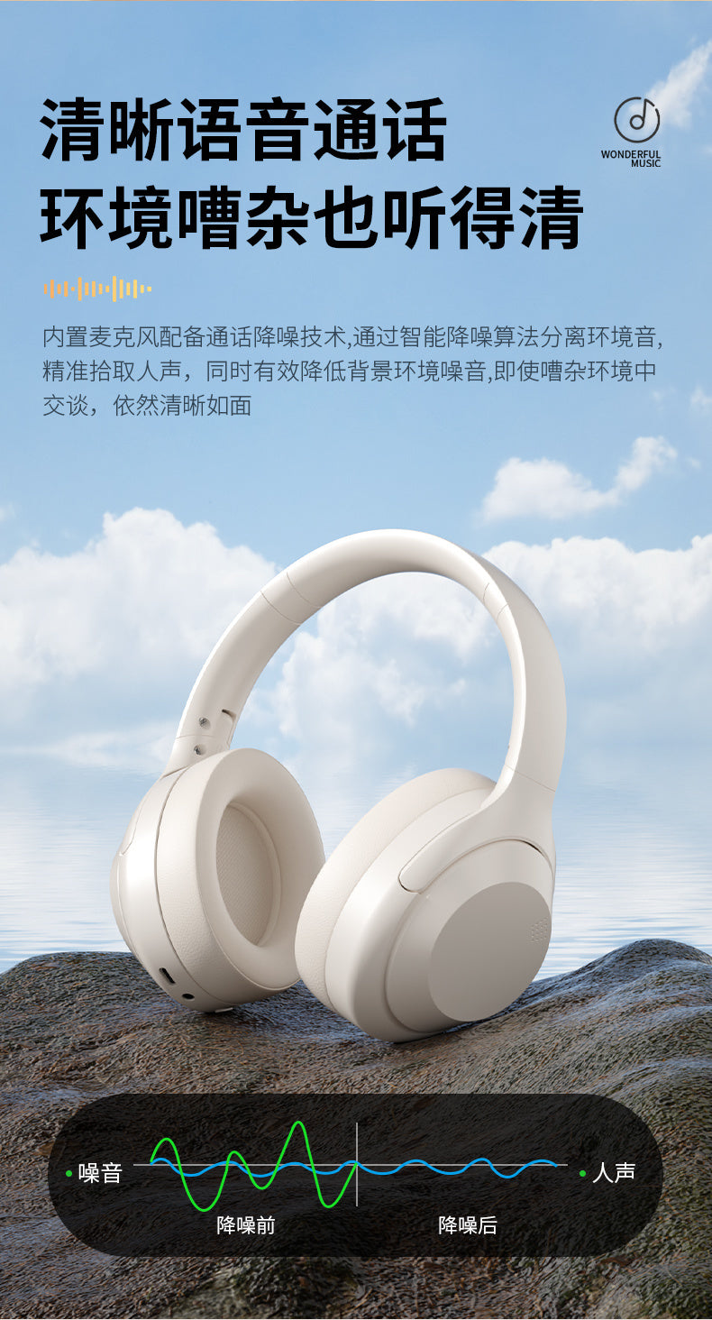 Wireless Headphones Over-Ear Bluetooth Earphones Gaming Long Battery Life Sports Gaming Phone Heavy Bass Noise Canceling Headset