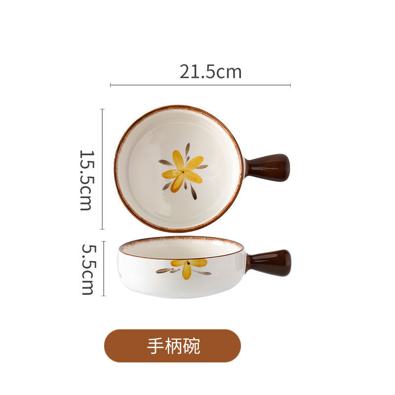 【HTK2388People】Campanula Flower for One Person Bowl Dish Suit Home Cartoon4Person Bowls, Plates, and Chopsticks Trending Creative Couple Pairs2Human Tableware