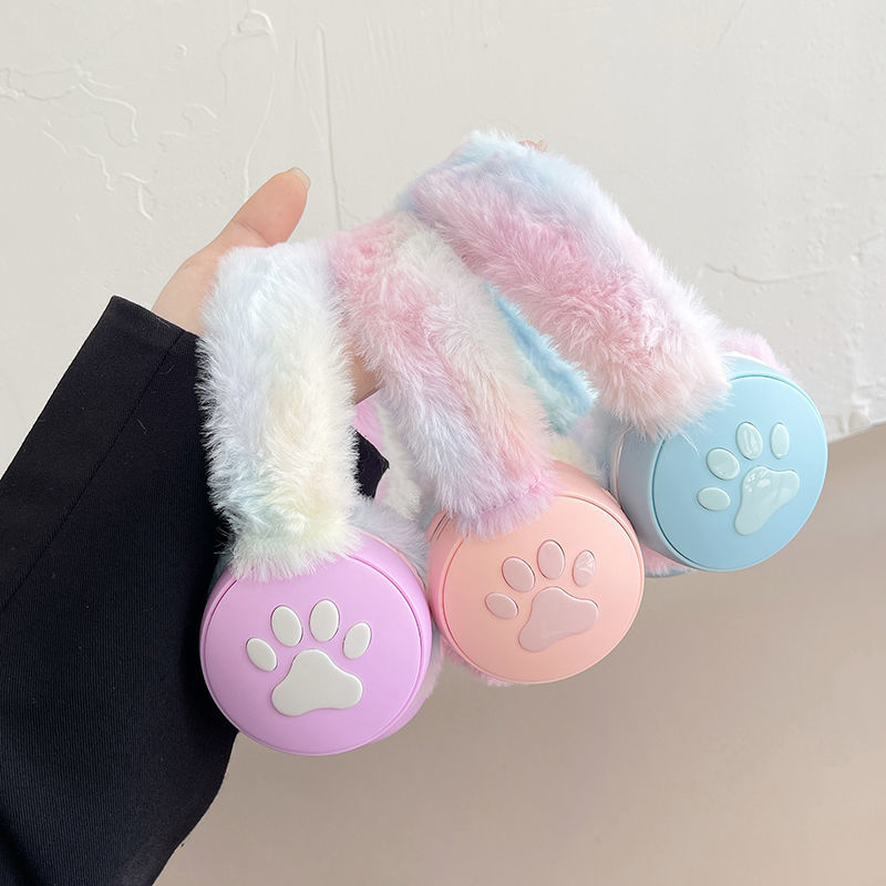 Bluetooth Headphones Over-Ear Heart Strap LED Lamp Call Warm Plush Ear Muffs Internet Celebrity High Appearance ins Headphones